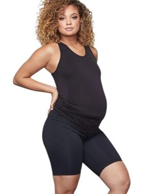 NWT GOOD AMERICAN The Good Mama Black Maternity Bike Shorts Size 1
